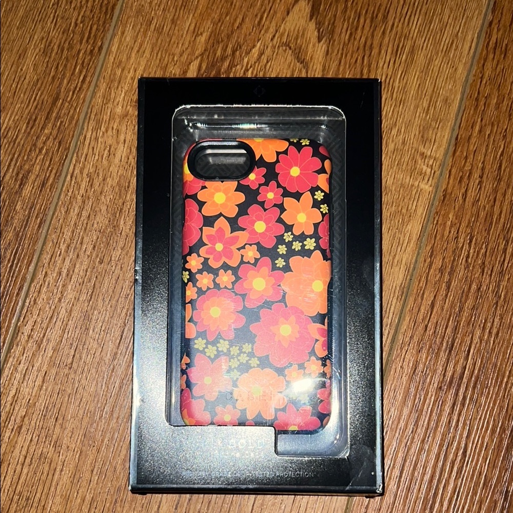 Vibrant Floral Phone Case - Black and Orange
